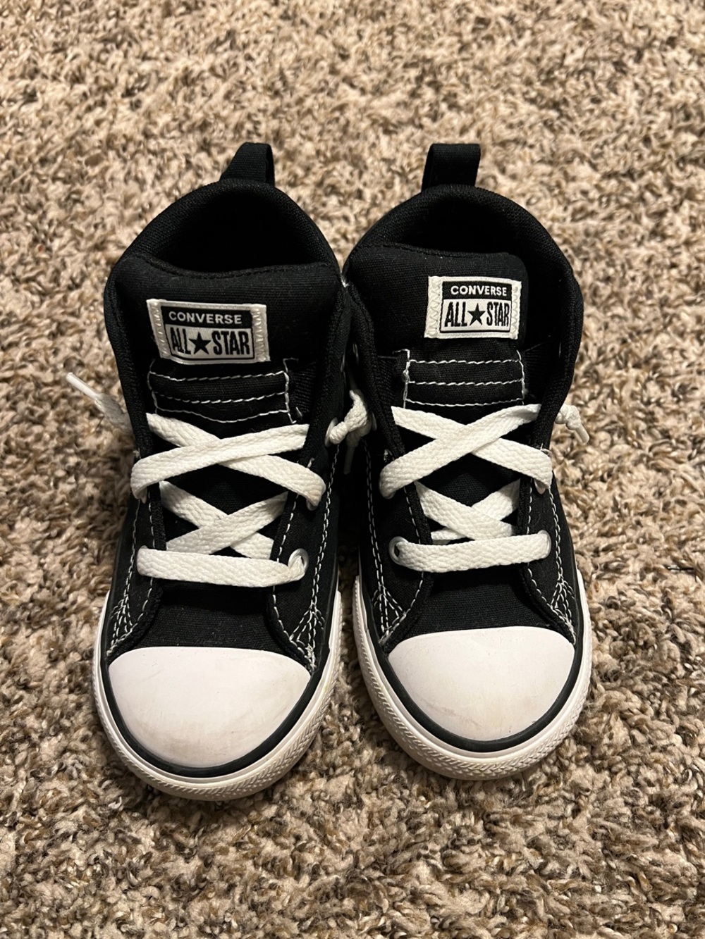 Excellent Condition Black & White Converse Toddler Street Mid Top Sneaker Size 9